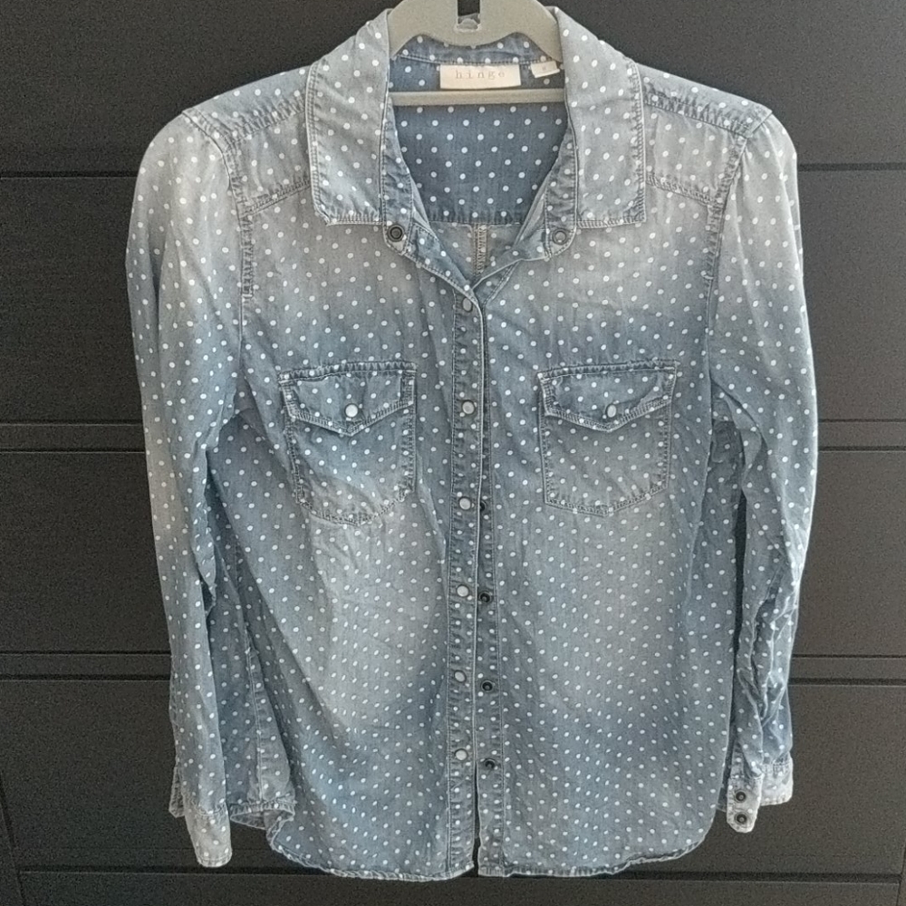 Polka dot chambray shirt